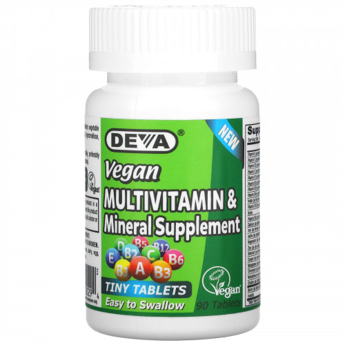 Deva, мультивитаминная и минеральная добавка в мини-таблетках, для веганов, 90 таблеток