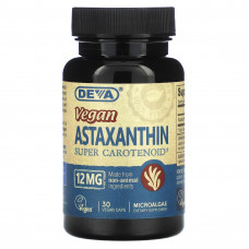 Deva, Веганский астаксантин и суперкаротиноид, 12 мг, 30 веганских капсул