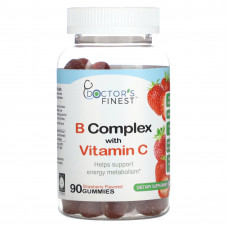 Doctor's Finest, B Complex с витамином C, клубника, 90 жевательных таблеток
