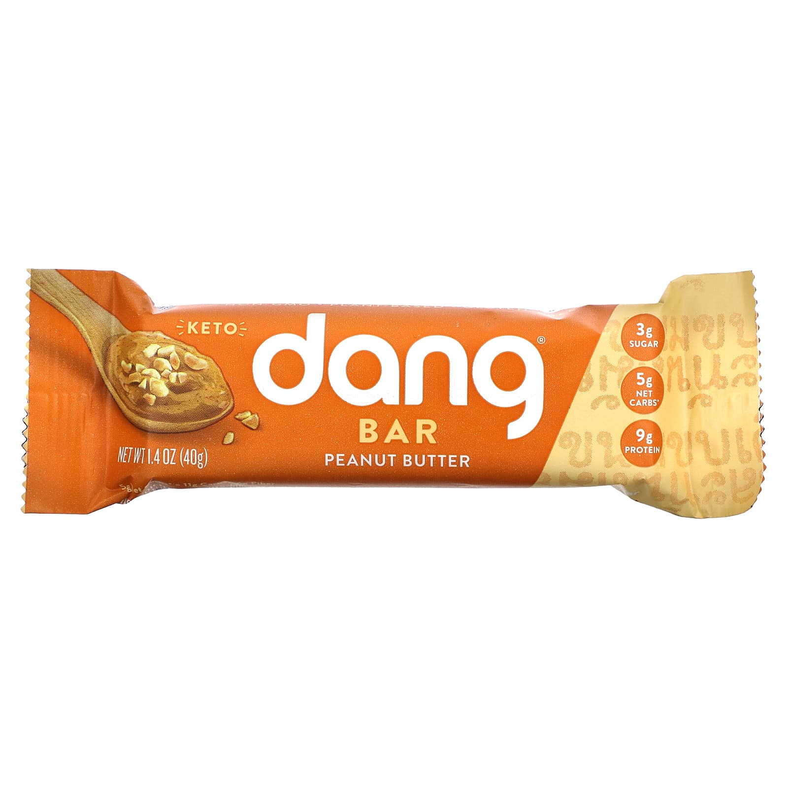 Dang Foods, Keto Bar, Арахисовое масло, 12 батончиков по 1,4 унции (40 г) каждый