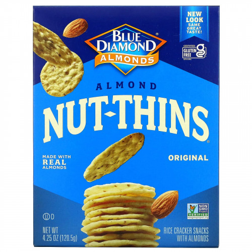 Blue Diamond, Almond Nut-Thins, снэки из рисовых крекеров с миндалем, оригинальные, 120,5 г (4,25 унции)