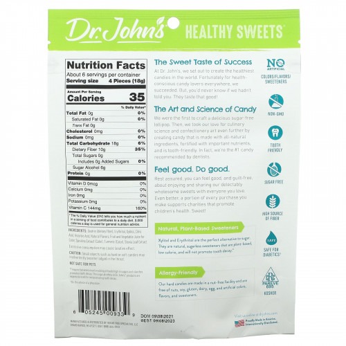 Dr. John's Healthy Sweets, Фруктовая карамель Classic, + клетчатка и витамин C, без сахара, 109 г (3,85 унции)