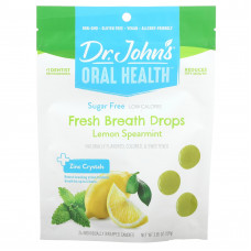 Dr. John's Healthy Sweets, Oral Health, капли для свежего дыхания, + кристаллы цинка, лимон и мята, без сахара, 24 конфеты в индивидуальной упаковке, 109 г (3,85 унции)