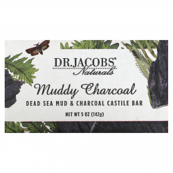 Dr. Jacobs Naturals, Muddy Charcoal, кастильский батончик с грязью Мертвого моря и древесным углем, 142 г (5 унций)