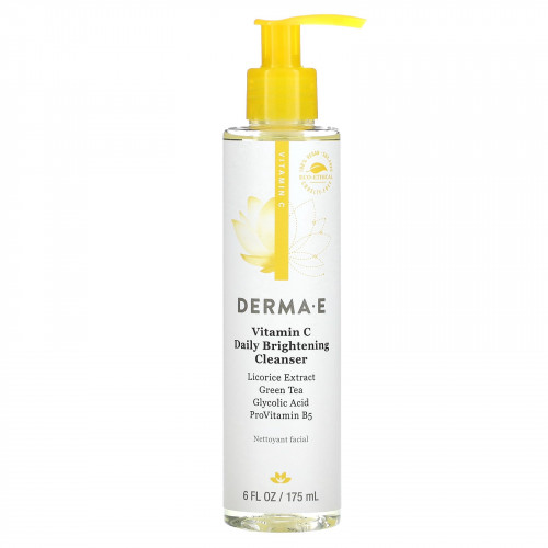 DERMA E, Очищающее осветляющее средство с витамином C для ежедневного применения, 175 мл (6 жидк. унций)