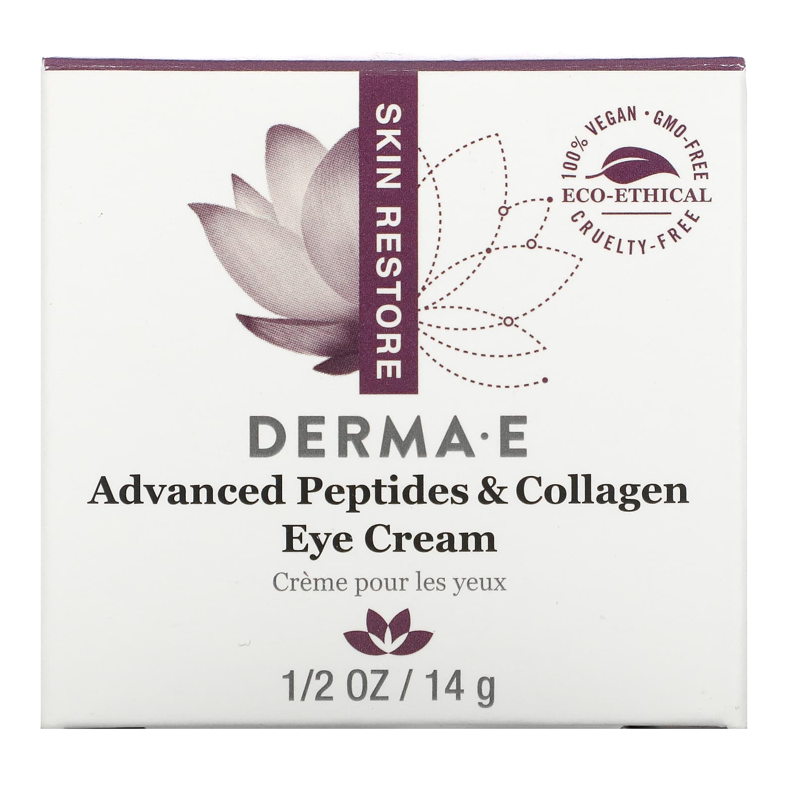 DERMA E, улучшенный крем для глаз с пептидами и коллагеном, 14 г (1/2 унции)