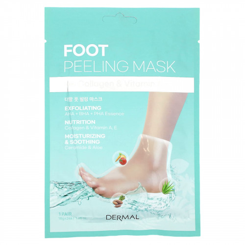 Dermal, Отшелушивающая маска-пилинг для ног, 2 пары