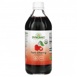 Dynamic Health, Сертифицированный органический продукт Tart Cherry, 100-процентный концентрированный сок, неподслащенный, 473 мл (16 жидких унций)