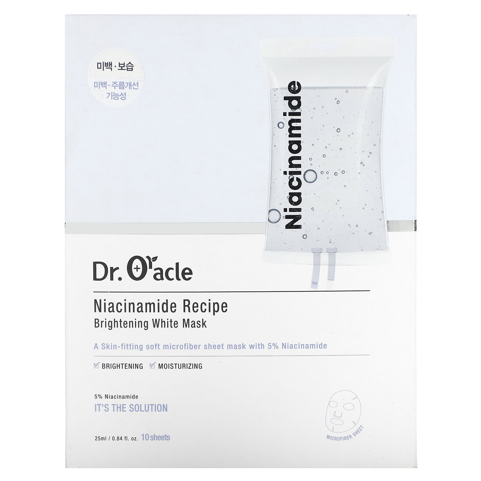 Dr. Oracle, Niacinamide Recipe, белая осветляющая маска, 10 шт., 25 мл (0,84 жидк. Унции)