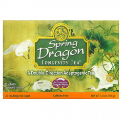 Dragon Herbs ( Ron Teeguarden ), Spring Dragon Longevity Tea, без кофеина, 20 чайных пакетиков, 1,8 унции (50 г)