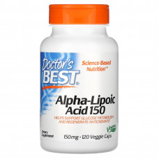 Doctor's Best, Альфа-липоевая кислота 150, 150 мг, 120 растительных капсул