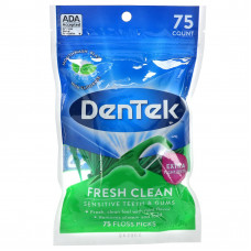 DenTek, Fresh Clean, зубочистка с зубной нитью,  средство для гигиены полости рта, 75 зубочисток