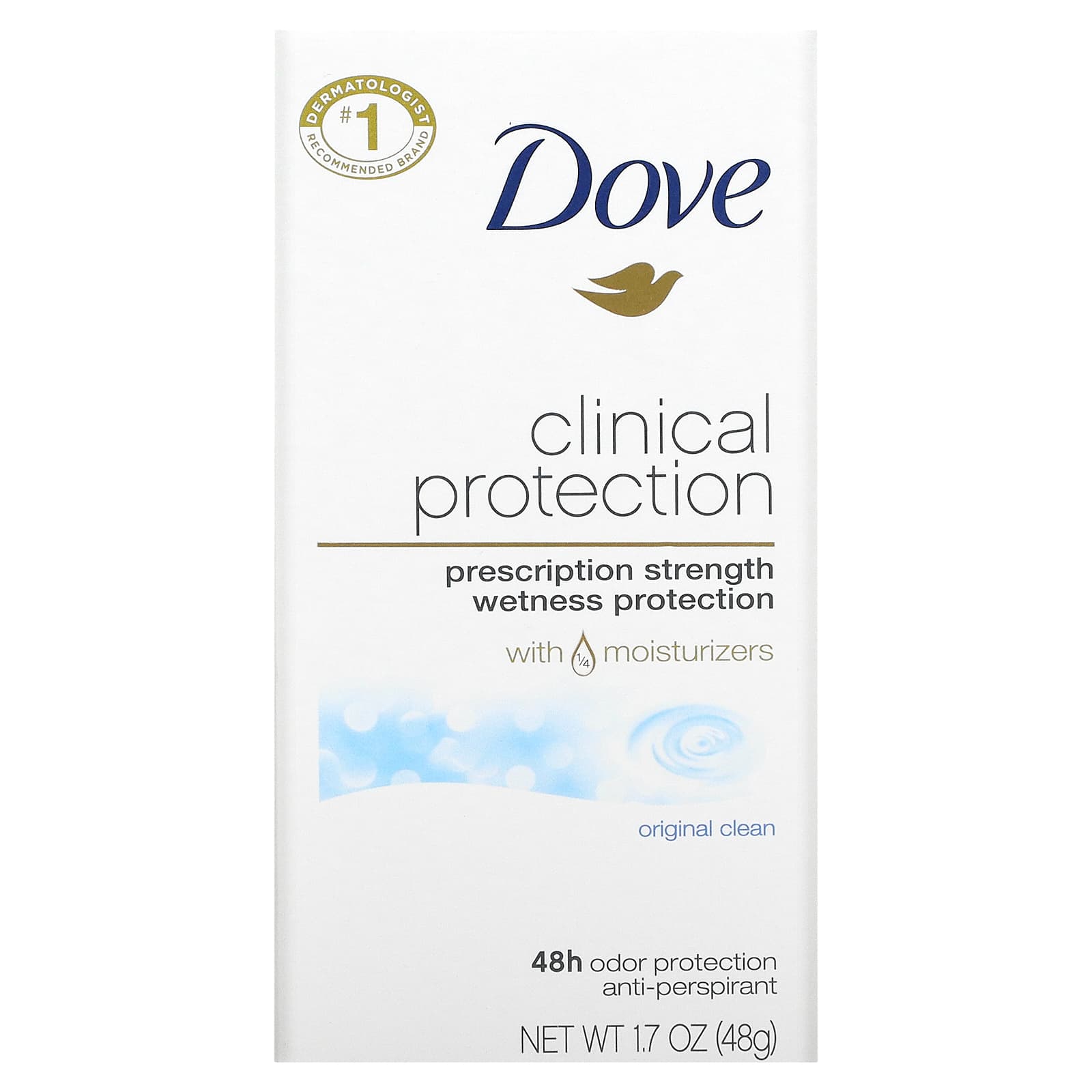 Dove, Clinical Protection, дезодорант-антиперспирант Prescription Strength, аромат «Оригинальный», 48 г