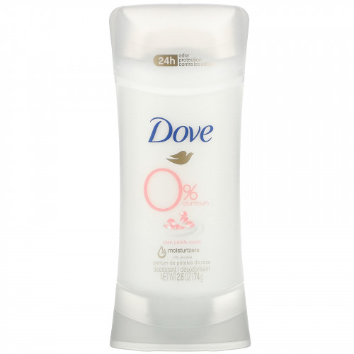 Dove, 0% алюминиевый дезодорант, с ароматом лепестков роз, 74 г (2,6 унции)