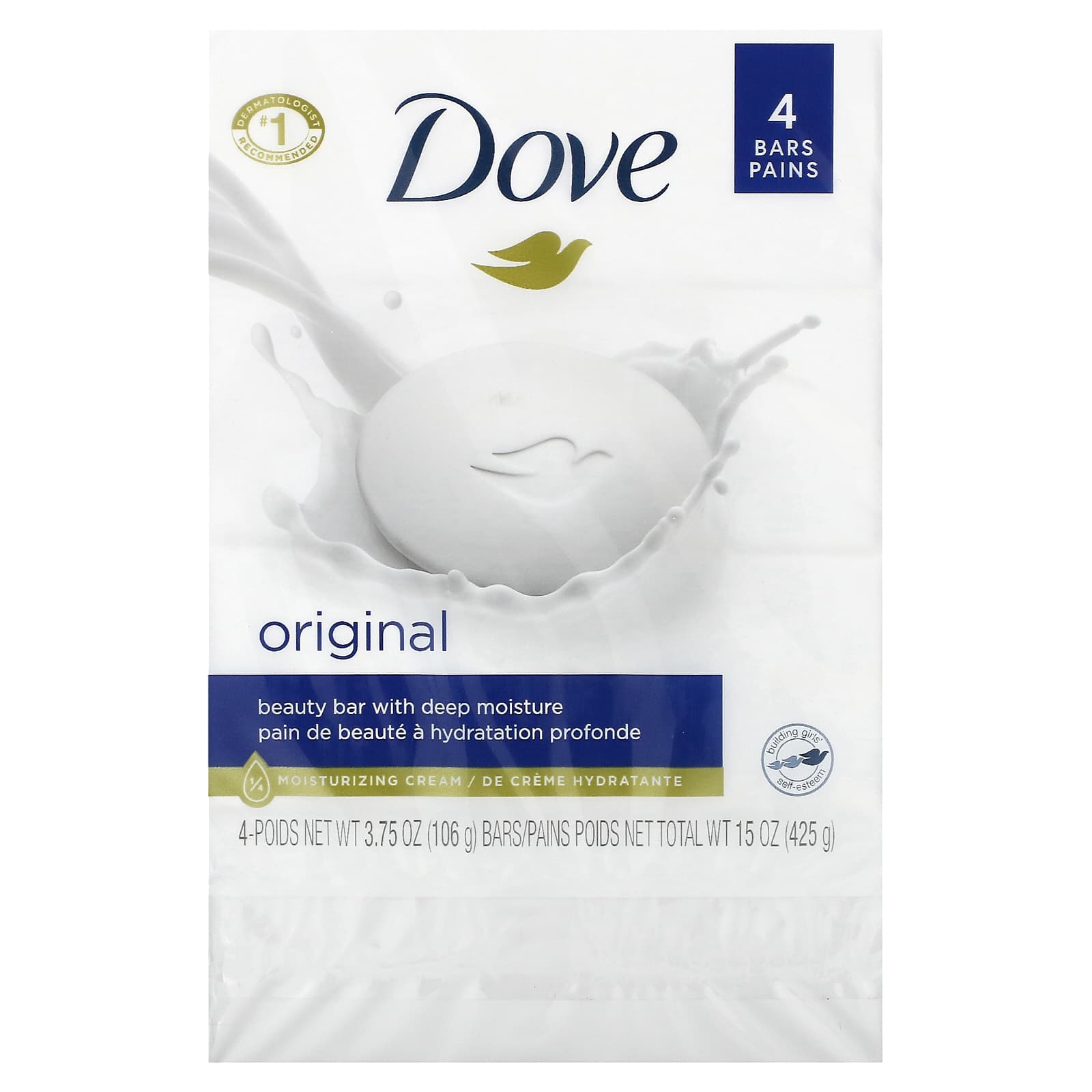 Dove, Мыло Beauty Bar, глубокое увлажнение, белое, 4 шт., По 106 г (3,75 унции)