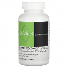 DaVinci Laboratories of Vermont, Immuno-DMG, жевательные таблетки с бузиной и витамином D3, 120 жевательных таблеток