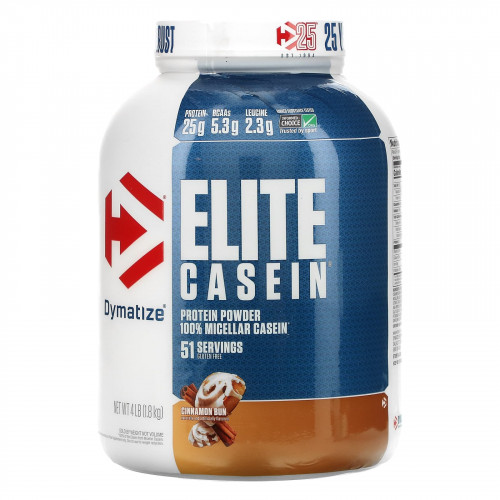 Dymatize, Elite Casein, со вкусом булочки с корицей, 1,8 кг (4 фунта)