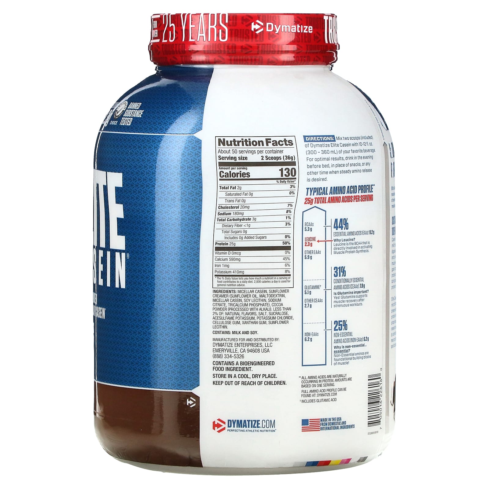 Dymatize, Elite Casein, Rich Chocolate, 4 фунта (1836 г)