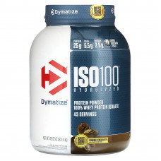 Dymatize, ISO100, гидролизованный, 100% изолят сывороточного протеина, шоколад для гурманов, 1,4 кг (3 фунта)