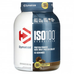 Dymatize, ISO100, гидролизованный, 100% изолят сывороточного протеина, шоколад для гурманов, 1,4 кг (3 фунта)