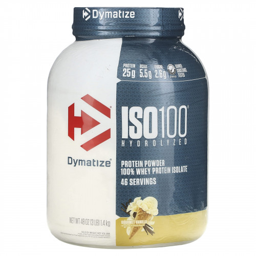 Dymatize, ISO100, гидролизованный 100% изолят сывороточного протеина, вкус ванили, 1,4 кг (3 фунта)