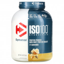 Dymatize, ISO100 гидролизат, 100%-ный изолят сывороточного протеина, изысканная ваниль, 5 фунтов (2,3 кг)
