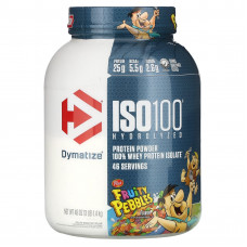 Dymatize, ISO100, гидролизованный, 100% изолят сывороточного протеина, фруктовые шарики, 1,4 кг (3 фунта)