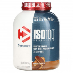 Dymatize, ISO100, гидролизованный 100% изолят сывороточного протеина, шоколад и арахисовое масло, 2,3 кг (5 фунтов)