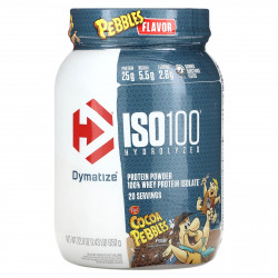 Dymatize, ISO100, гидролизованный, 100% изолят сывороточного протеина, галька какао, 640 г (1,4 фунта)