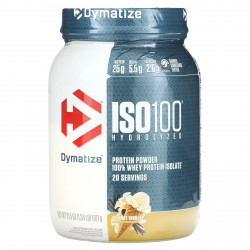 Dymatize, ISO 100, гидролизованный 100% изолят сывороточного протеина, ванильный вкус, 610 г (1,34 фунта)