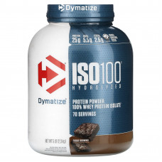 Dymatize, ISO100, гидролизованный, 100% изолят сывороточного протеина, брауни с помадкой, 2,3 кг (5 фунтов)