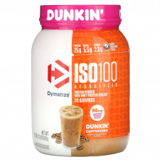 Dymatize, ISO100, гидролизованный, 100% изолят сывороточного протеина, Dunkin 'Cappuccino, 610 г (1,3 фунта)