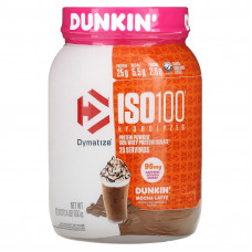 Dymatize, ISO100, гидролизованный, 100% изолят сывороточного протеина, Dunkin 'Mocha Latte, 650 г (1,4 фунта)