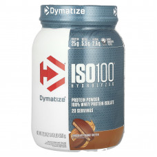 Dymatize, ISO100, гидролизованный, 100% изолят сывороточного протеина, со вкусом шоколада и арахисового масла, 650 г (1,43 фунта)