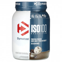 Dymatize, ISO100, гидролизованный, 100% изолят сывороточного протеина, печенье и сливки, 620 г (1,36 фунта)