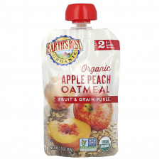 Earth's Best, органическое пюре из фруктов и злаков, для детей от 6 месяцев, яблоко и персик, 99 г (3,5 унции)