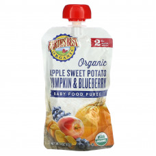 Earth's Best, органическое пюре для детского питания, для детей от 6 месяцев, яблоко, батат, тыква и голубика, 113 г (4 унции)