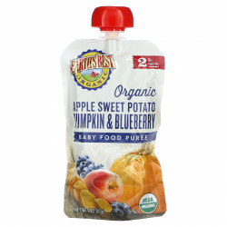 Earth's Best, органическое пюре для детского питания, для детей от 6 месяцев, яблоко, батат, тыква и голубика, 113 г (4 унции)