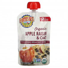 Earth's Best, органическое полезное пюре для завтрака, для детей от 6 месяцев, яблоко, изюм и овес, 99 г (3,5 унции)
