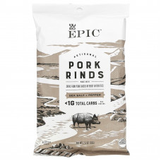 Epic Bar, Свиные шкварки, сделанные вручную, с морской солью и перцем, 70 г (2,5 унции)