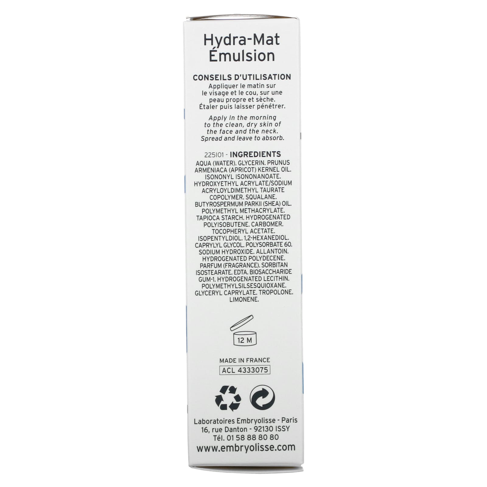 Embryolisse, Hydra-Mat, эмульсия, восстанавливающее баланс, 40 мл (1,35 жидк. Унции)