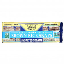 Edward & Sons, Baked Brown Rice Snaps (Запеченные бисквиты из коричневого риса), несоленный кунжут, 100 г