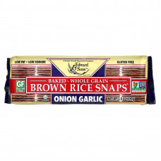 Edward & Sons, Запеченные цельнозерновые чипсы из бурого риса, Лук и чеснок, 3,5 унц. (100 г)