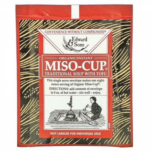 Edward & Sons, Instant Miso-Cup, мисо-суп быстрого приготовления, традиционный рецепт с тофу, 4 порции, 36 г (1,3 унции)