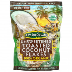 Edward & Sons, Let's Do Organic, 100% органические поджаренные кокосовые хлопья без сахара, 200 г (7 унций)