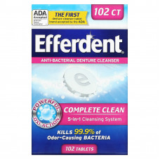 Efferdent, Антибактериальное средство для очищения зубных протезов, комплексная очистка, 102 таблетки