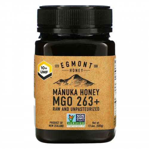 Egmont Honey, Мед манука, необработанный и непастеризованный, MGO 263+, 500 г (17,6 унции)