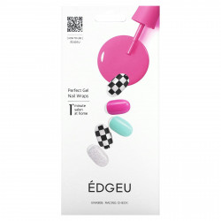 Edgeu, Гелевые обертывания для ногтей Perfect, ENA909, Racing Check, набор из 16 полосок