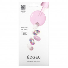 Edgeu, Perfect Gel Nail Wraps, ENT104, Pink Sun Catcher, набор из 16 полосок