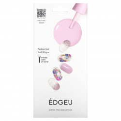 Edgeu, Perfect Gel Nail Wraps, ENT104, Pink Sun Catcher, набор из 16 полосок